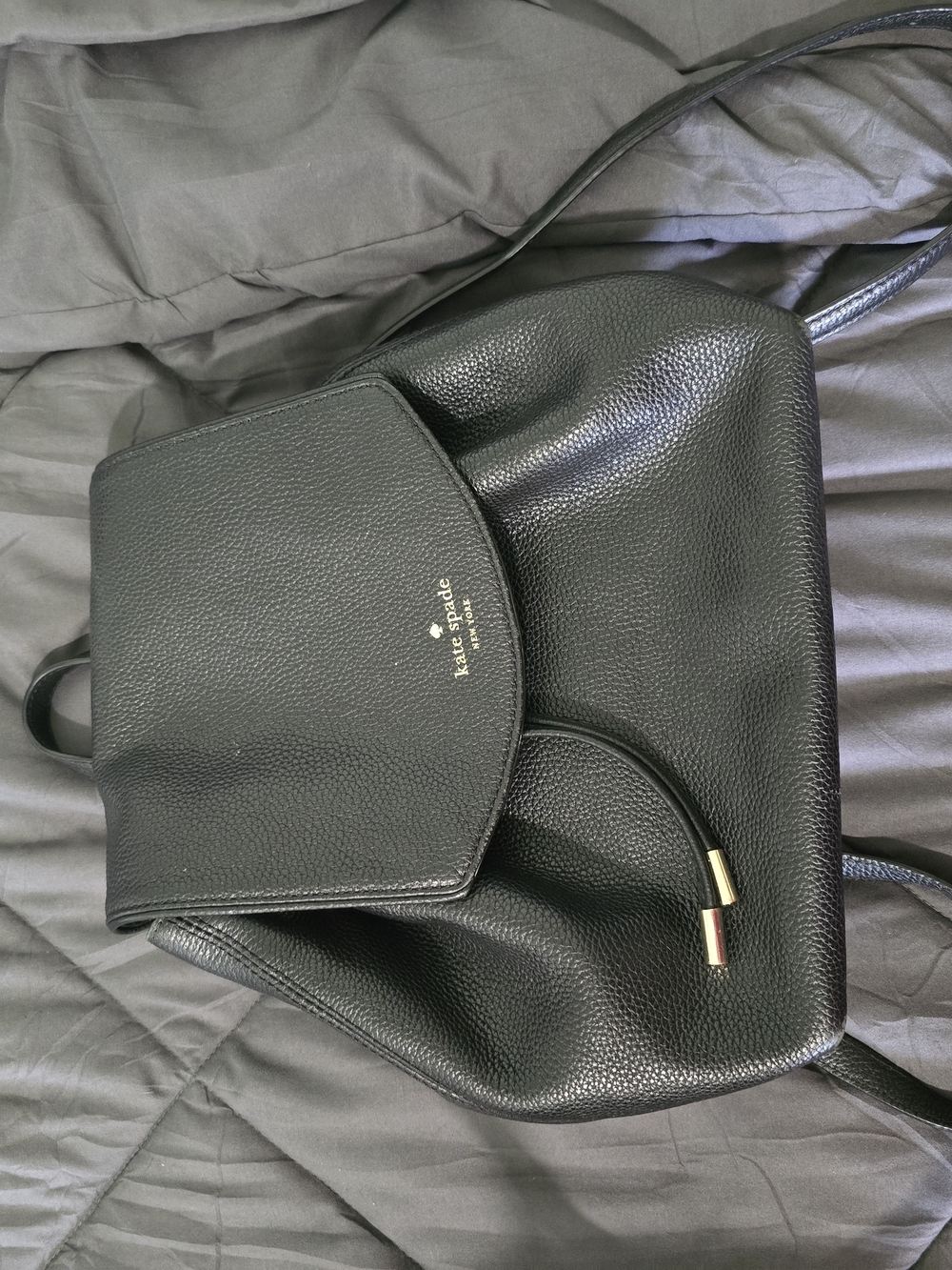 Kate Spade Black Pebbled Leather Backpack